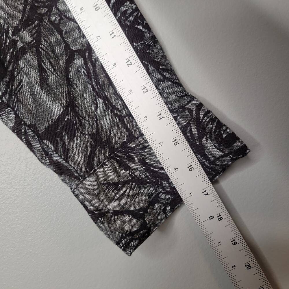 JM Collection Linen Jacket Women's Size 10 Black Gray Dark Floral Button Front - Picture 12 of 14